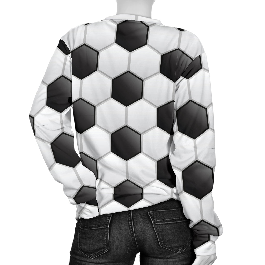 Soccer Ball Texture Print Pattern Women Long Sleeve Sweatshirt