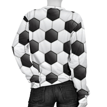 Soccer Ball Texture Print Pattern Women Long Sleeve Sweatshirt