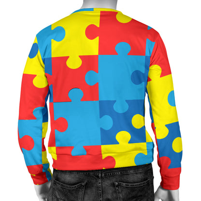 Autism Awareness Puzzles Design Print Men Long Sleeve Sweatshirt