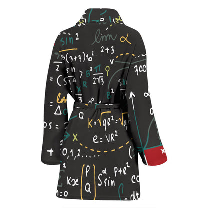 Math Pattern Print Design 04 Women Bathrobe