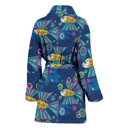 Flying Fish Pattern Print Design 01 Women Bathrobe