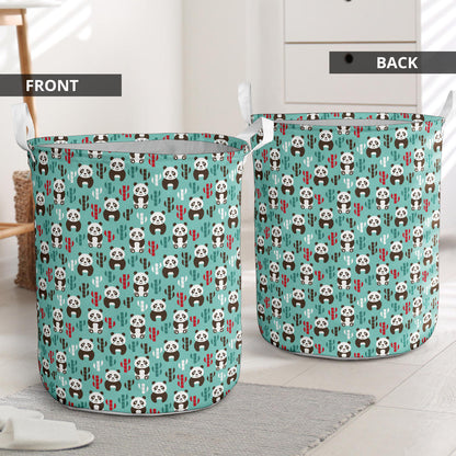 Panda Bear Cute Themed Print Laundry Basket