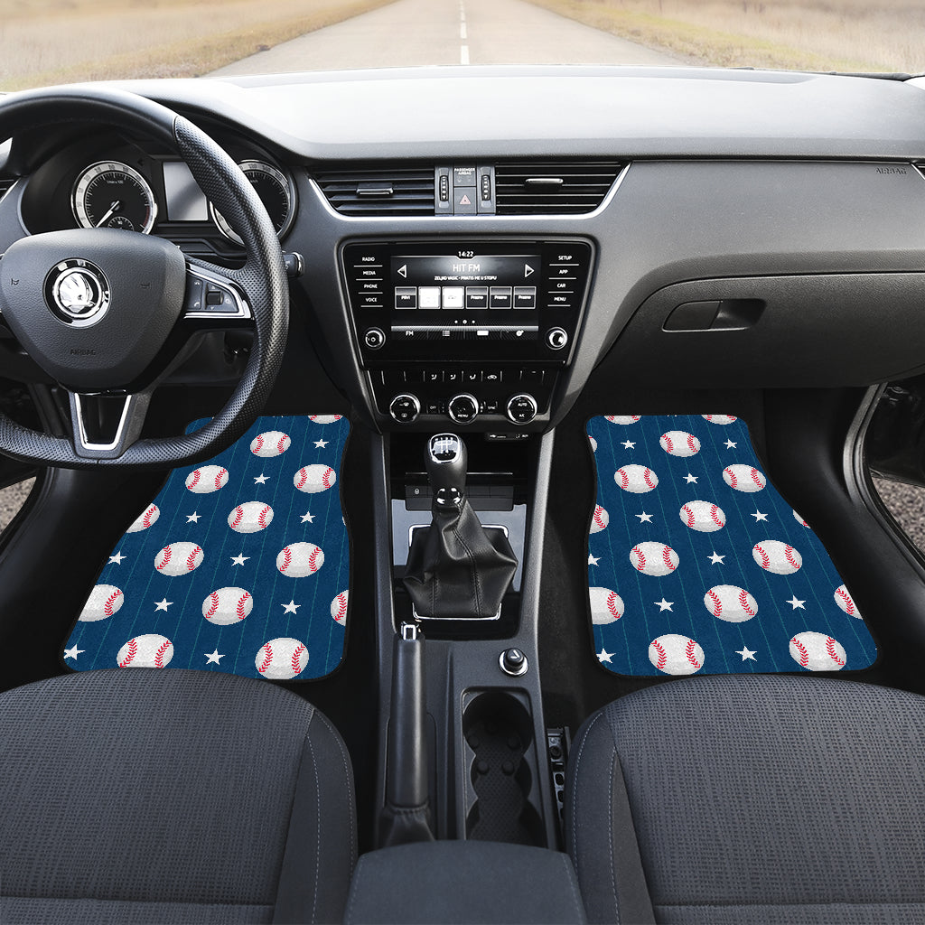 Baseball Star Print Pattern Car Floor Mats Front Back