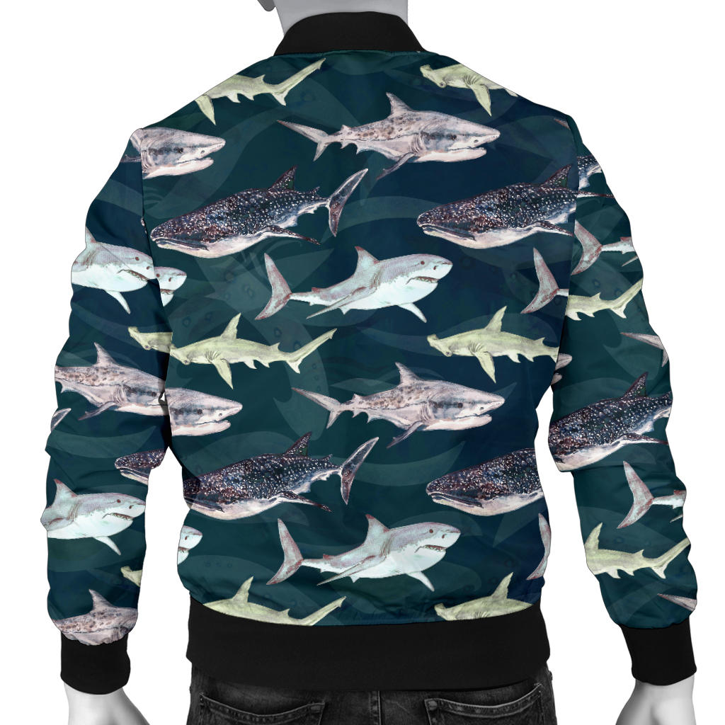 Shark Pattern Print Men Bomber Jacket