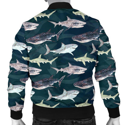 Shark Pattern Print Men Bomber Jacket