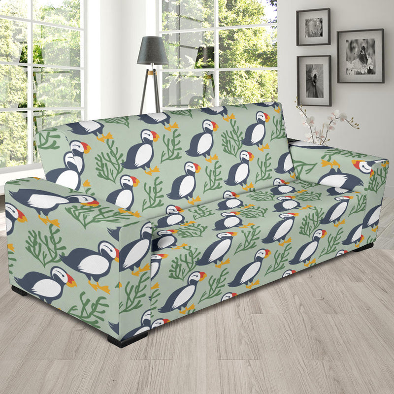 Puffin Pattern Print Design A04 Sofa Slipcover