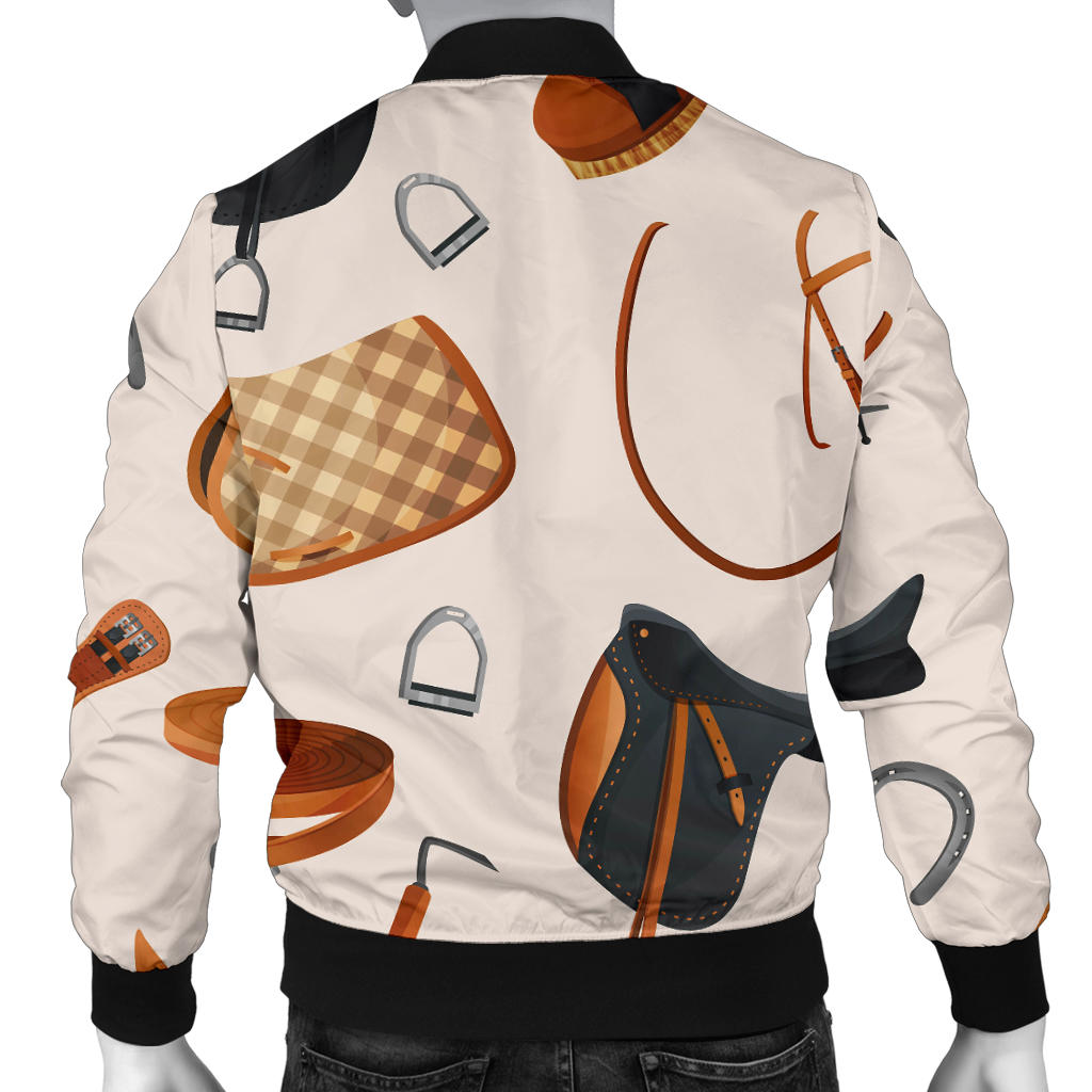 Equestrian Equipment Print Pattern Men Bomber Jacket