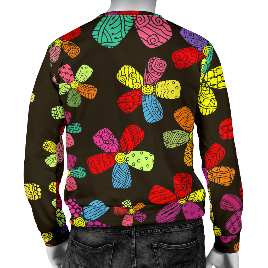 Flower Power Colorful Print Pattern Men Long Sleeve Sweatshirt