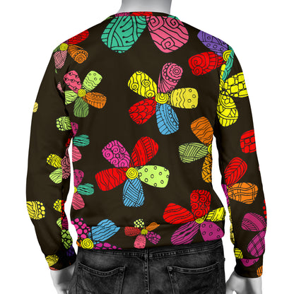 Flower Power Colorful Print Pattern Men Long Sleeve Sweatshirt