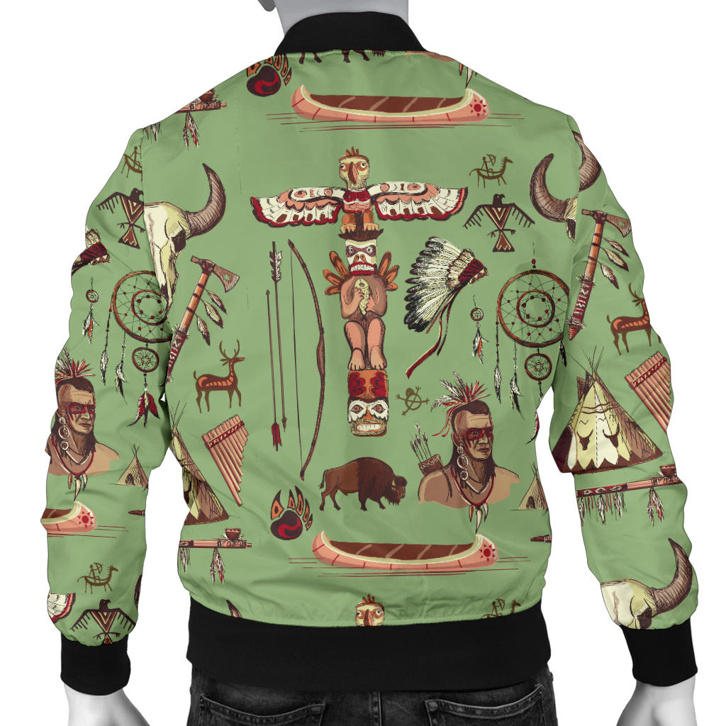 Native Indian Themed Design Print Men Bomber Jacket