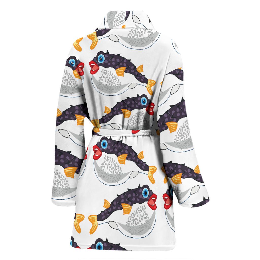 Fugu Pattern Print Design 03 Women Bathrobe