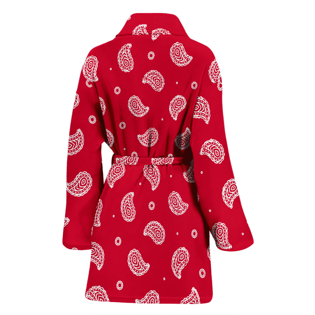 Bandana Red Paisley Print Design LKS305 Women Bathrobe