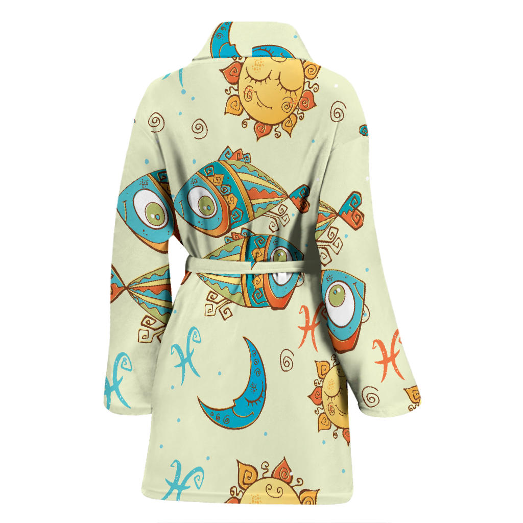 Pisces Pattern Print Design A03 Women Bathrobe