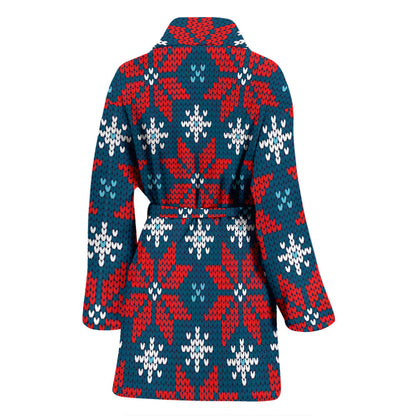 Poinsettia Pattern Print Design A02 Women Bathrobe