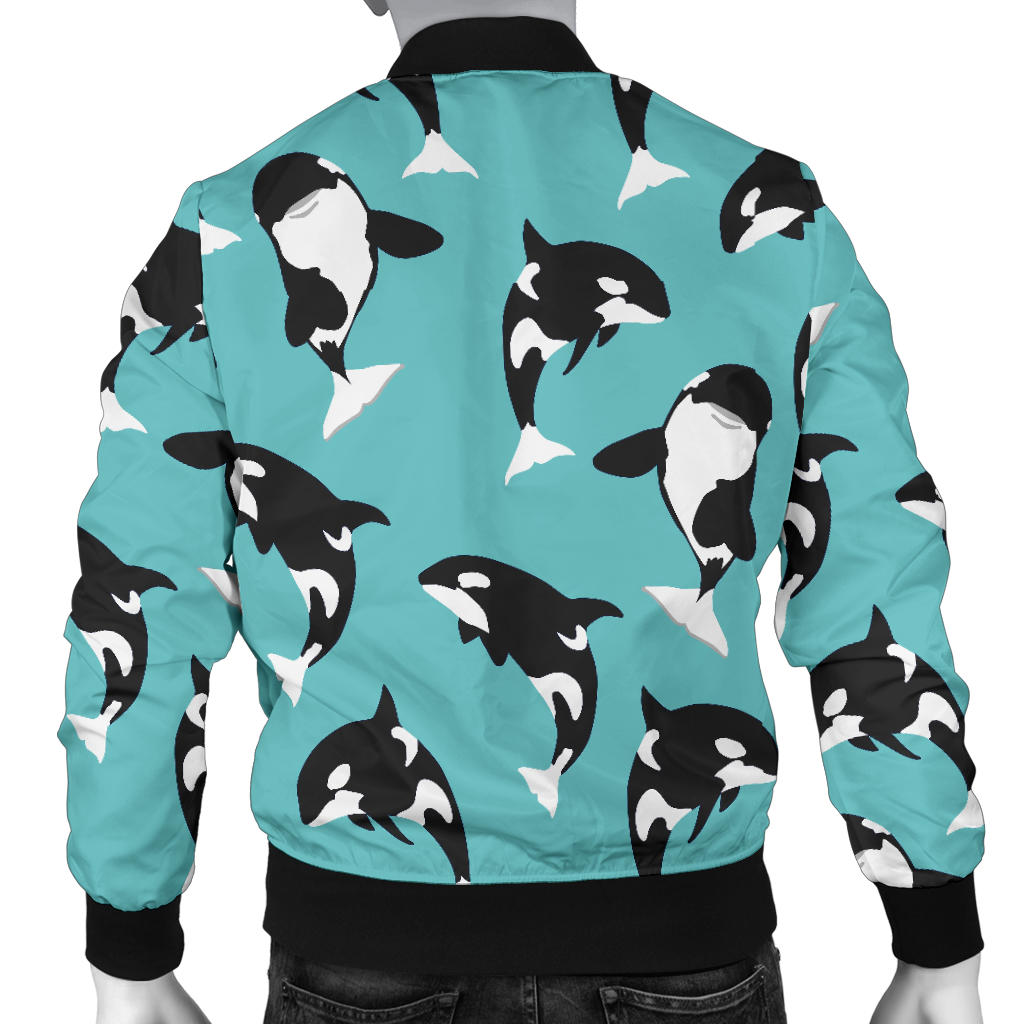 Whale Action Design Themed Print Men Bomber Jacket