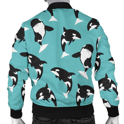 Whale Action Design Themed Print Men Bomber Jacket