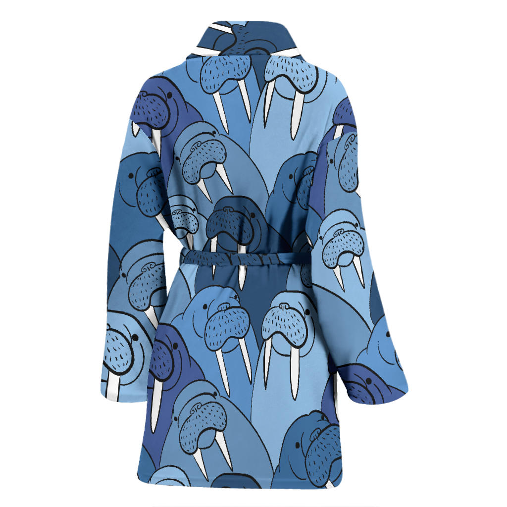Walrus Pattern Print Design 01 Women Bathrobe