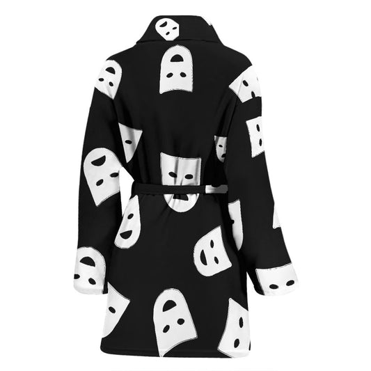 Acting Mask Pattern Print Design 03 Women Bathrobe
