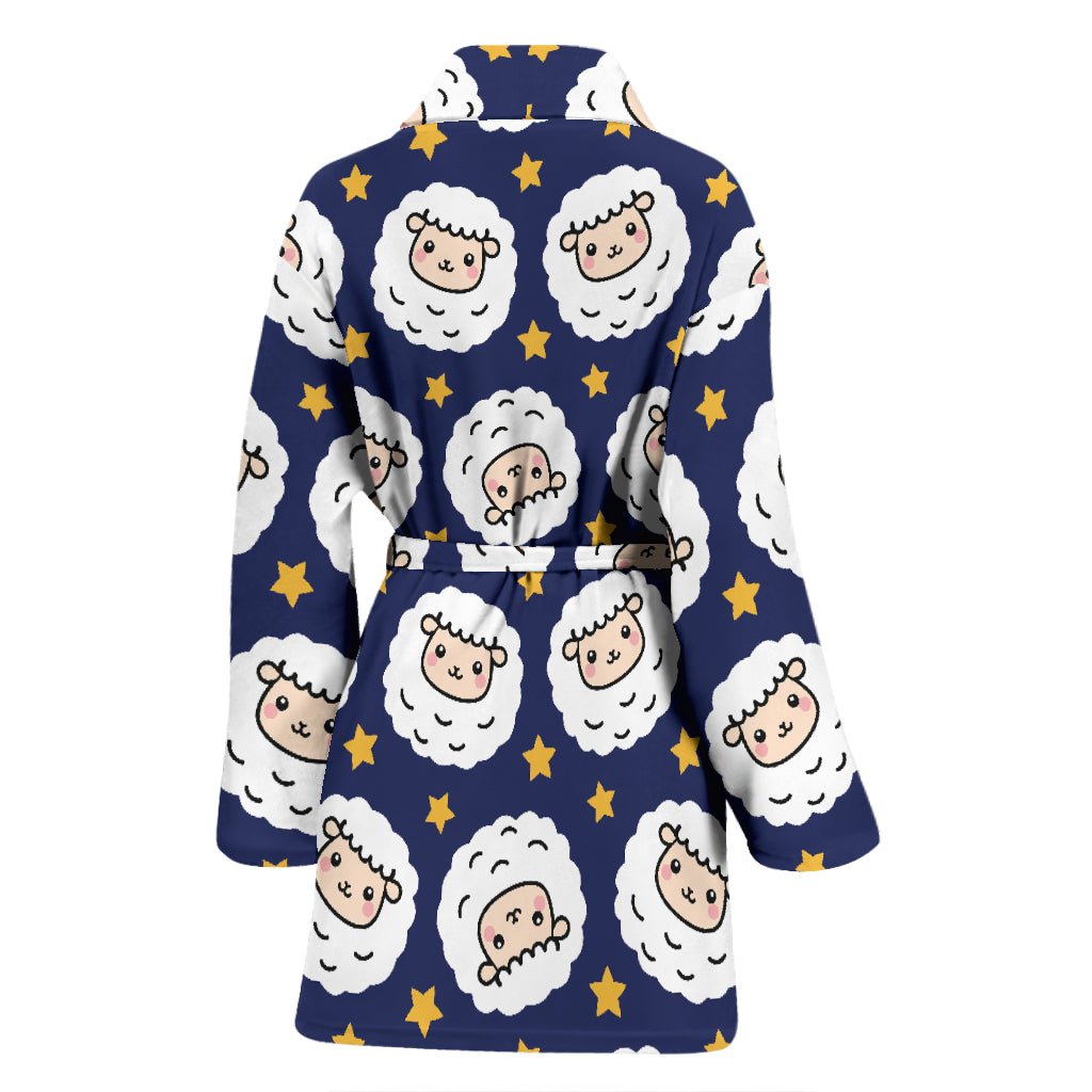 Sheep Print Design LKS402 Women Bathrobe