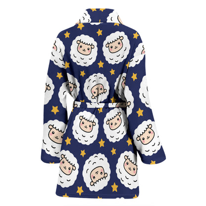 Sheep Print Design LKS402 Women Bathrobe