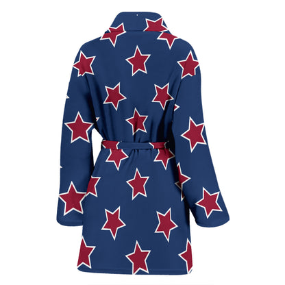 Star Red Blue Print Design LKS301 Women Bathrobe