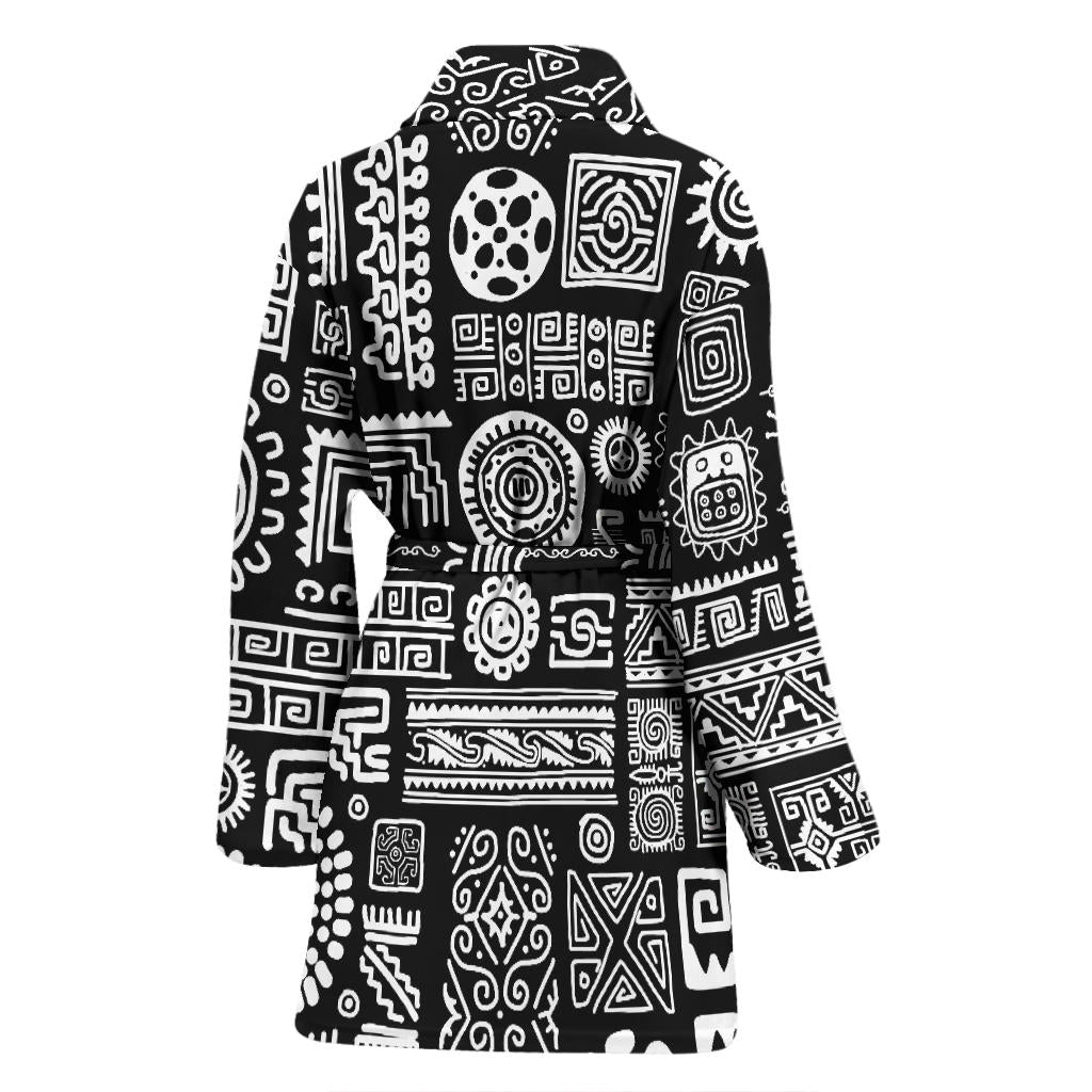 Polynesian Pattern Print Design A02 Women Bathrobe