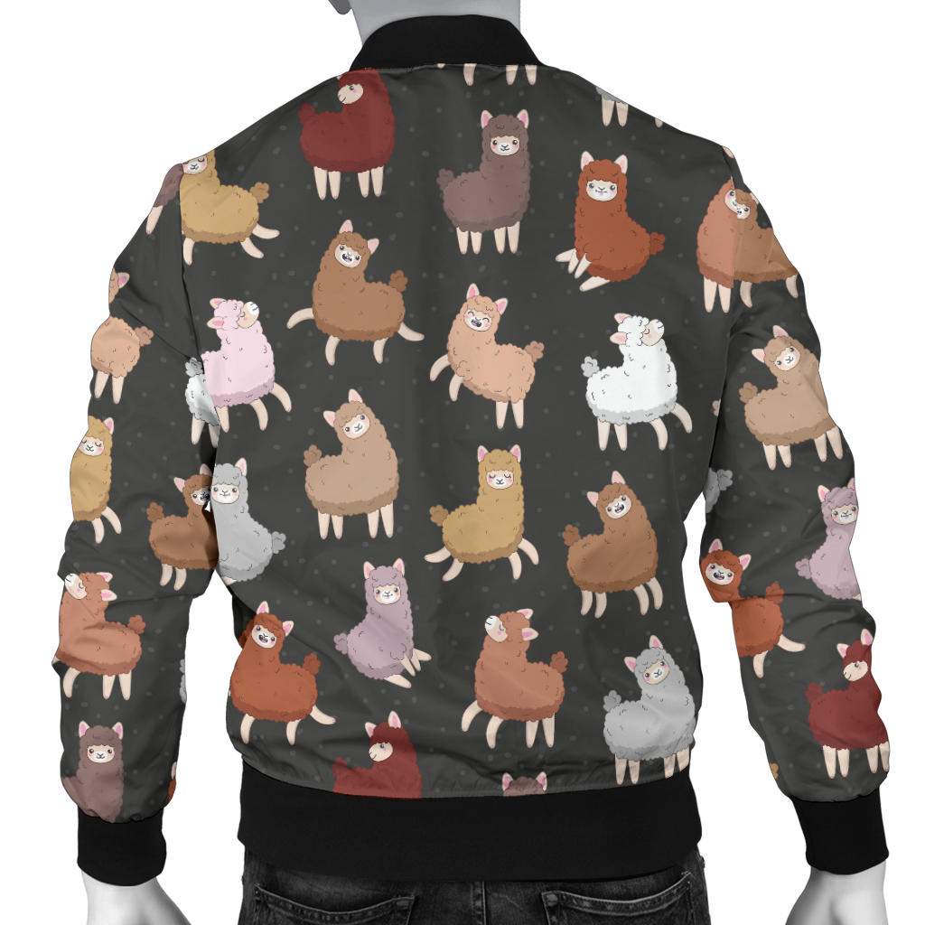 Alpaca Cute Design Themed Print Men Bomber Jacket