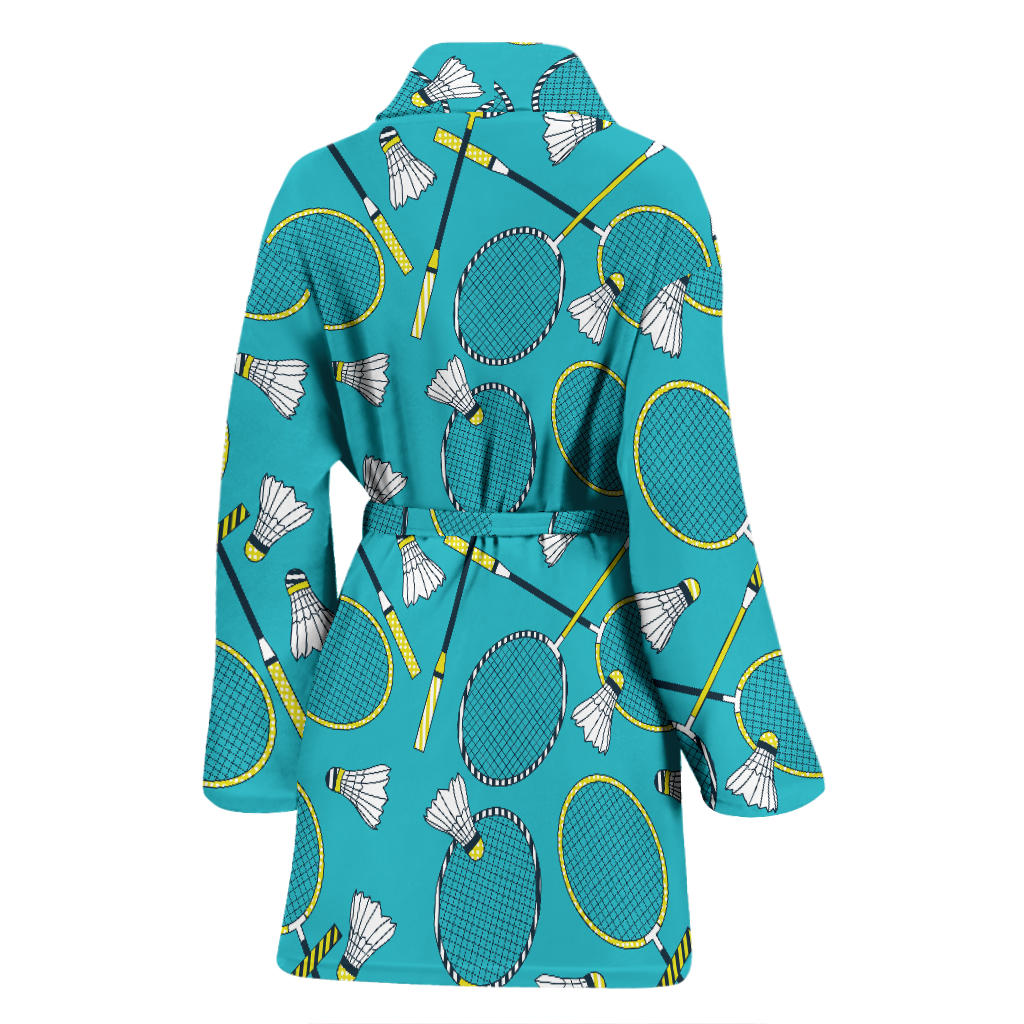 Badminton Pattern Print Design 06 Women Bathrobe