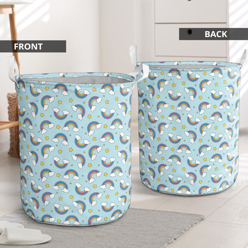 Rainbow Cloud Print Pattern Laundry Basket