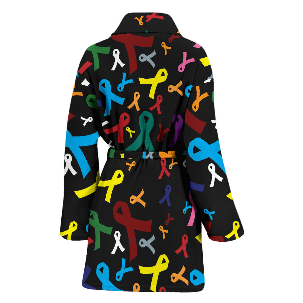 Cancer Awareness Pattern Print Design 03 Women Bathrobe