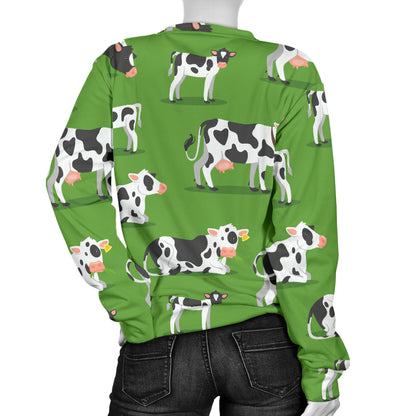 Cow Happy Print Pattern Women Long Sleeve Sweatshirt