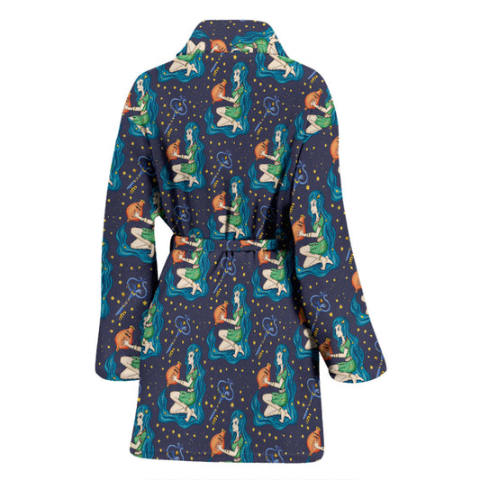 Aquarius Zodiac Pattern Print Design 03 Women Bathrobe