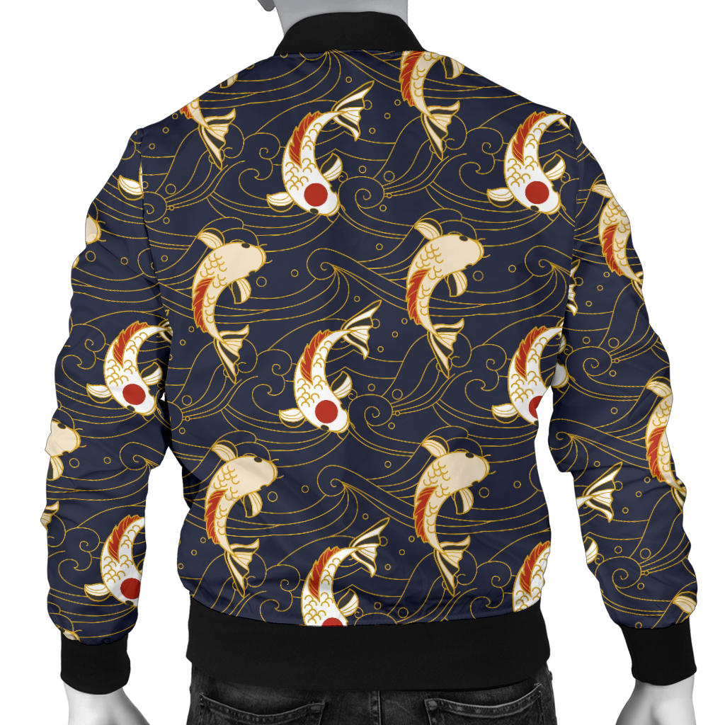 Koi Carp Japanese Design Themed Print Men Bomber Jacket