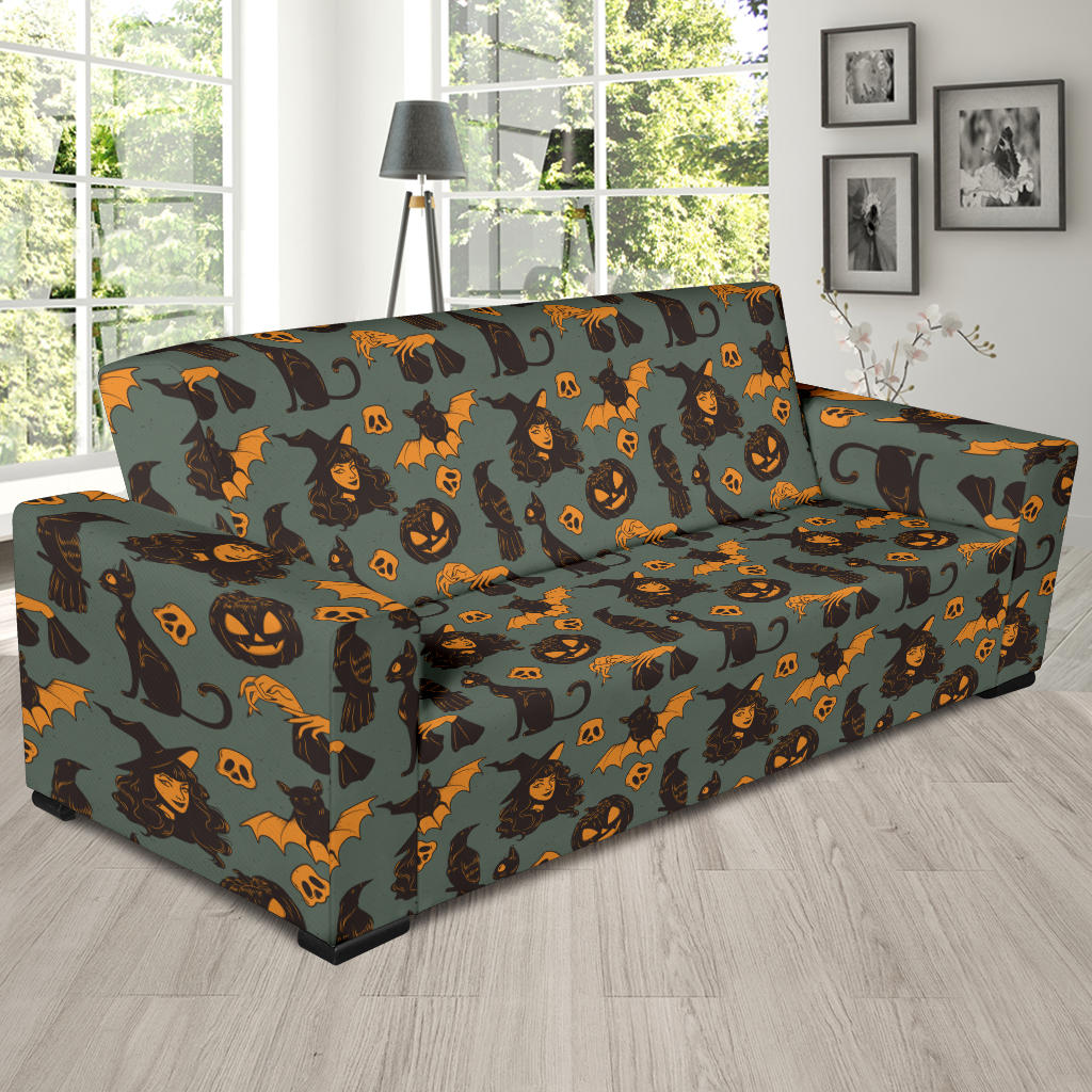 Witch Bat Halloween Print Design LKS305 Sofa Slipcover