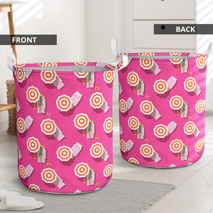 Beach Top View Umbrella Theme Laundry Basket