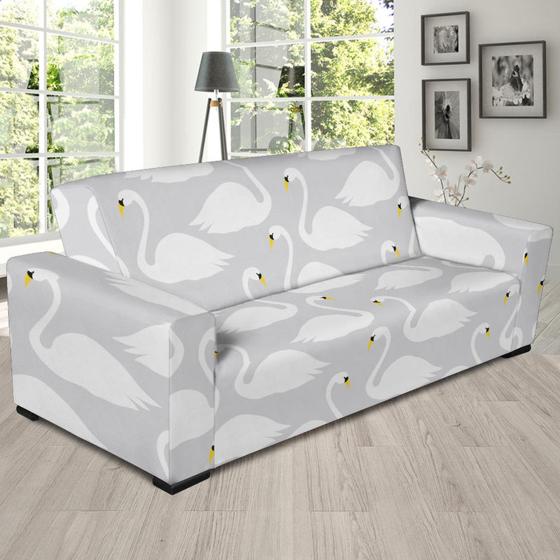 Swan Pattern Print Design 02 Sofa Slipcover