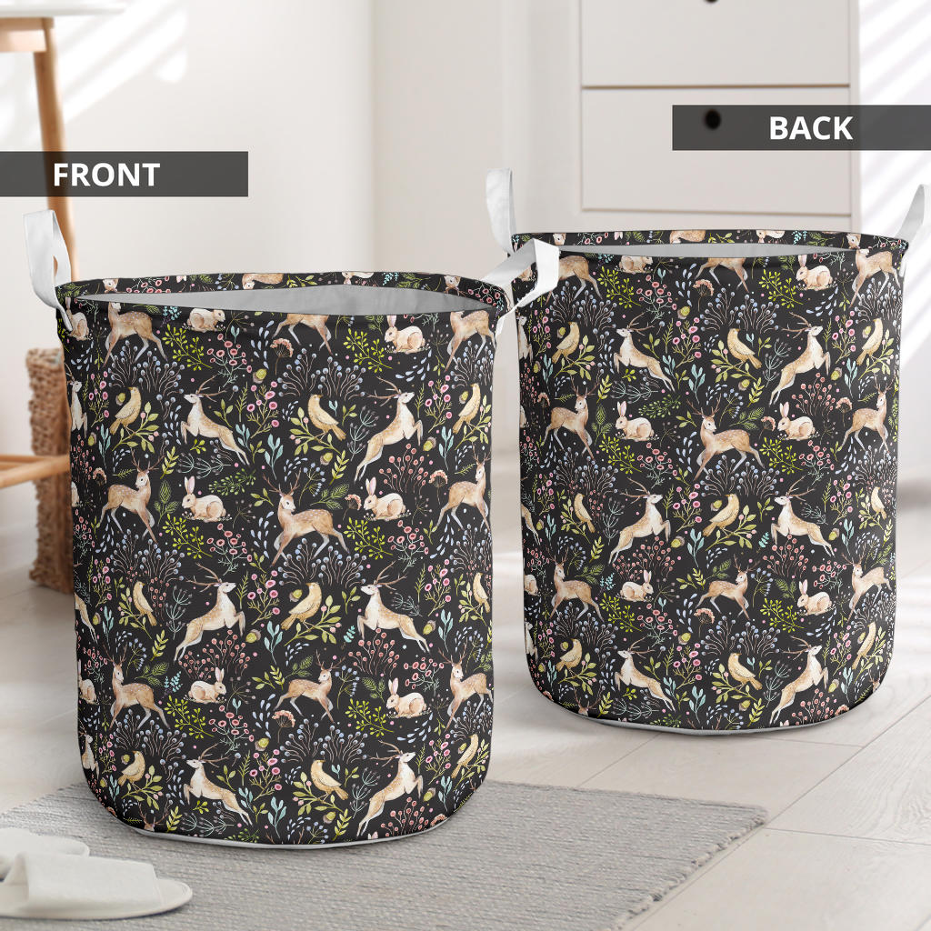 Deer Floral Jungle Laundry Basket
