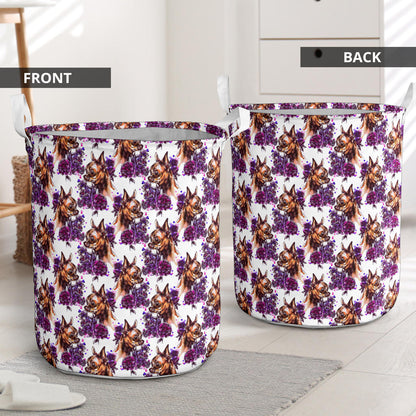 Chihuahua Purple Floral Laundry Basket