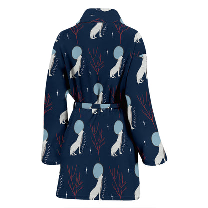 Wolf Moon Print Design LKS304 Women Bathrobe