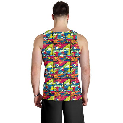 Dinosaur Comic Pop Art Style Men Tank Top
