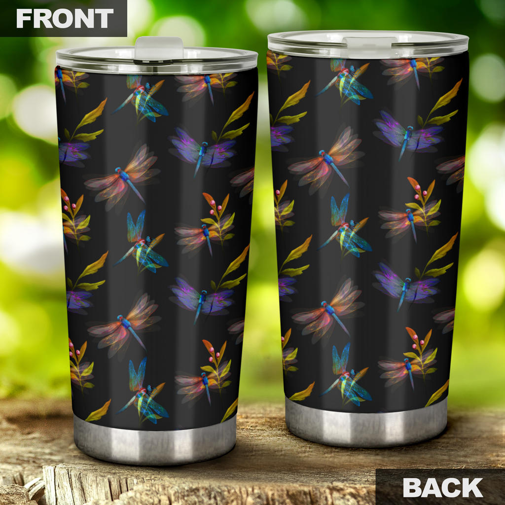 Dragonfly Colorful Realistic Print Tumbler