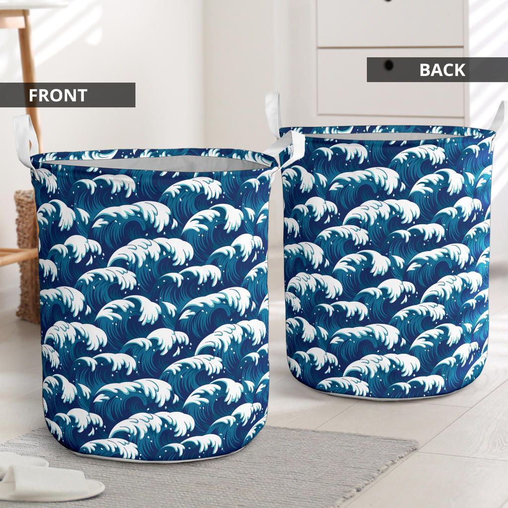 Ocean Wave Pattern Print Laundry Basket