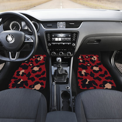Cheetah Red Print Pattern Car Floor Mats Front Back