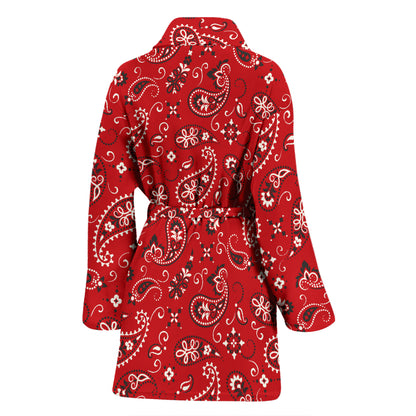 Bandana Paisley Red Print Design LKS3011 Women Bathrobe