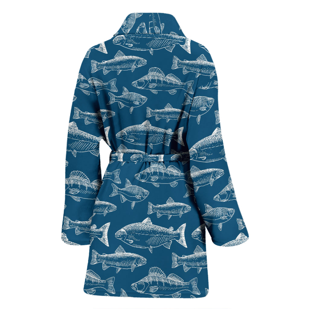 Salmon Fish Print Design LKS301 Women Bathrobe