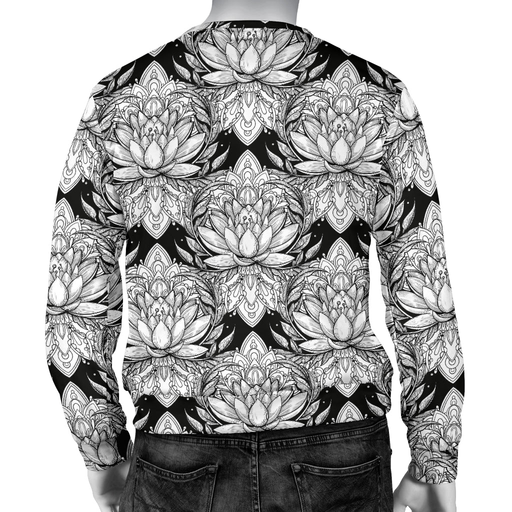 Lotus Mandala Print Pattern Men Long Sleeve Sweatshirt