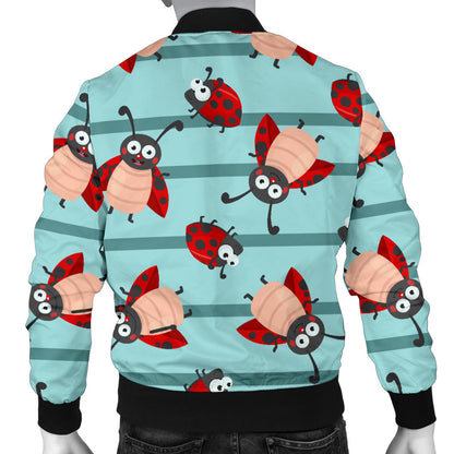 Ladybug Happy Print Pattern Men Bomber Jacket