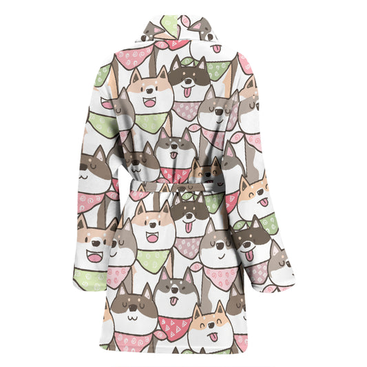 Shiba Inu Print Design LKS305 Women Bathrobe