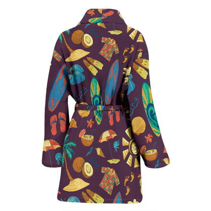 Aloha Hawaii Pattern Print Design 01 Women Bathrobe