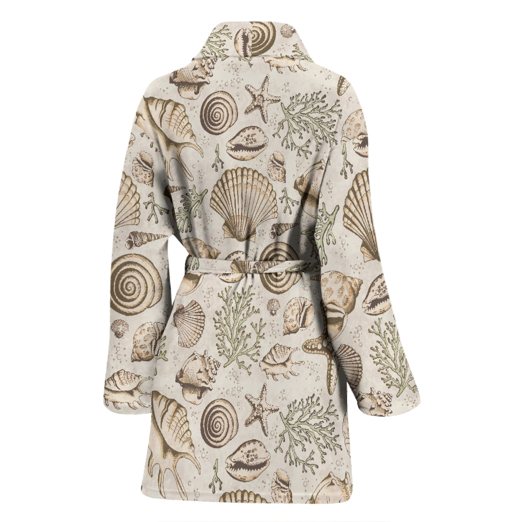 Seashell Print Design LKS304 Women Bathrobe